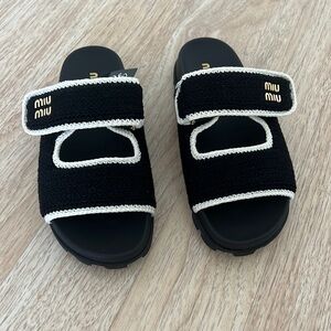 Miu miu new season crochet slide sandals